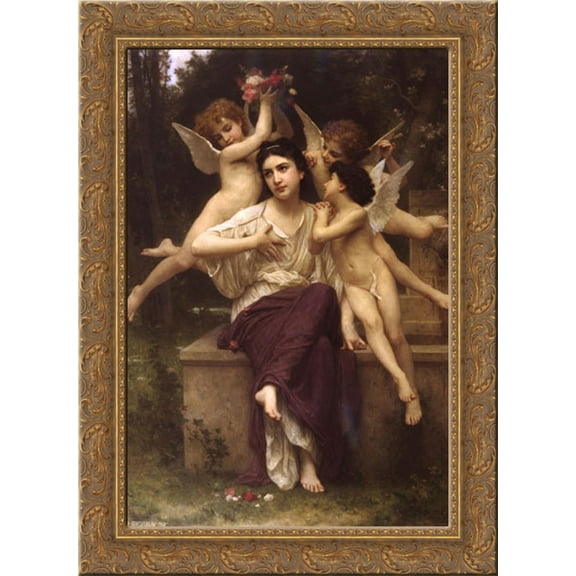A Dream of Spring 19x24 Gold Ornate Wood Framed Canvas Art by Bouguereau, William Adolphe