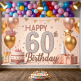 thumbnail image 6 of Rose Gold Theme Happy 60th Birthday Party Banner for Celebration Indoor Decoration Event, 6 of 9