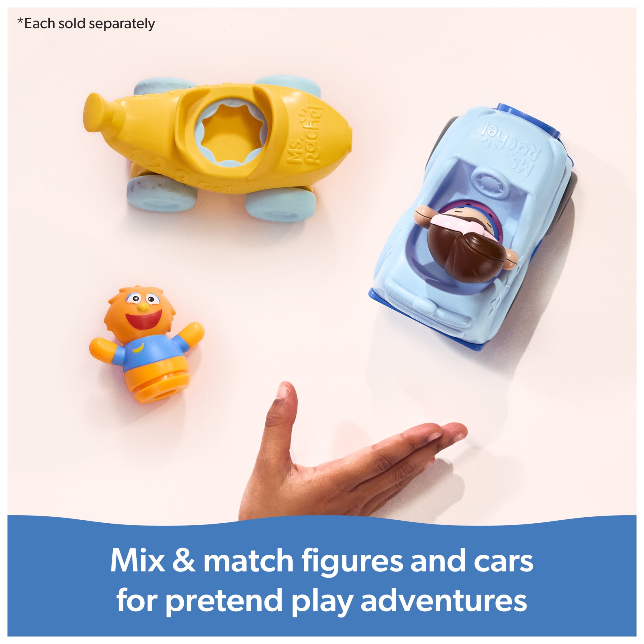 Ms. Rachel, Herbie’s 1-2-3 Roll! Vehicle with Click-in Figure & Pull Back Action