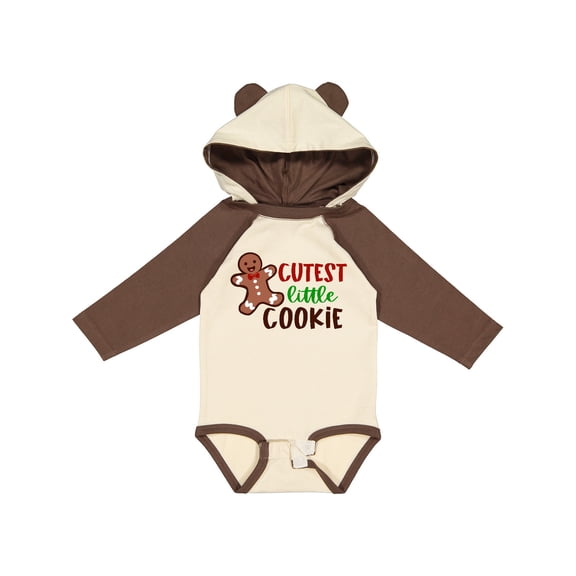 Inktastic Cutest Little Cookie Cute Christmas Gingerbread Man Boys or Girls Long Sleeve Baby Bodysuit