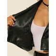 thumbnail image 6 of INSPIRE CHIC Women's Faux Leather Long Sleeve Zipper Up Moto Cropped Jacket XS Black, 6 of 7