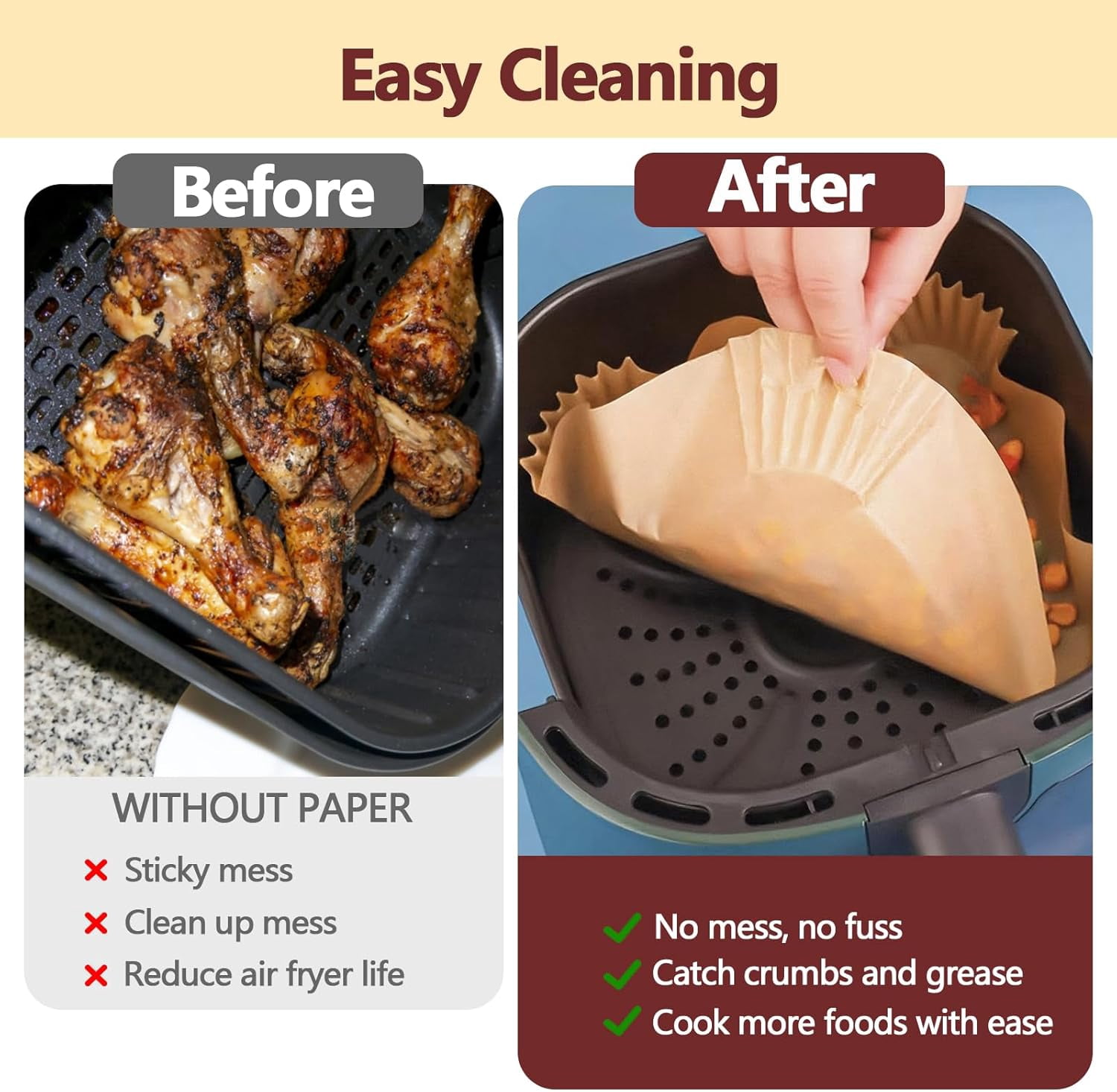 200 PCS 10 Inch Square Disposable Thickened  Air Fryer Parchment Liners, Unbleached, Heat Resistant & Non-Stick, Suitable for Air Fryer, Oven, Microwave, Baking and Roasting - 9 Inch Bottom