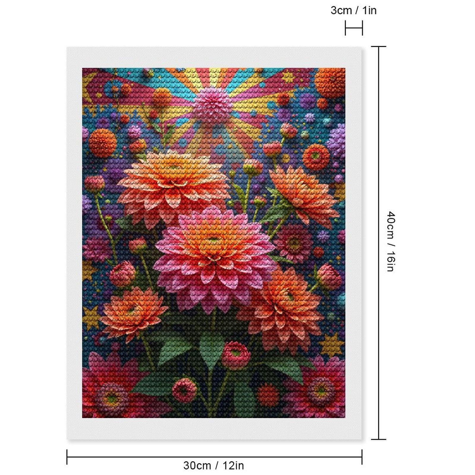 Diamond Art Kit for Adults, Vibrant Floral Fantasy Explosion Diamond Painting for Adults Beginners, 5D DIY Diamond Art Painting Kits, Colorful Diamond Painting Craft for Home Decor 12x16