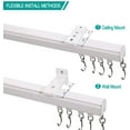thumbnail image 5 of Ceiling or Wall Mount Curtain Track Kit with Hooks, 3ft - 6ft Adjustable Length Drape Rail Set For Living Room Bedroom, Single Window Rods Work with Grommet and Pinch Pleated Curtain, 5 of 8