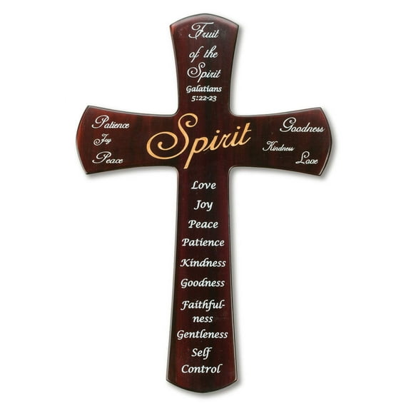 Large Solid Mahogany with Spirit Bible Verse Cross