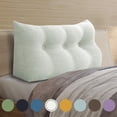 thumbnail image 1 of Rounuo Bed Wedge Pillow for Headboard, Twin Triangular Reading Pillow Linen Large Bolster Backrest Support Upholstered Lumbar Cushion Ivory 39"x20", 1 of 9