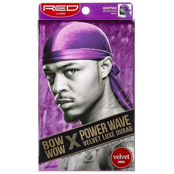 Kiss Red Power Wave Velvet Luxe Durag, Purple 1 Each - (Pack of 2)