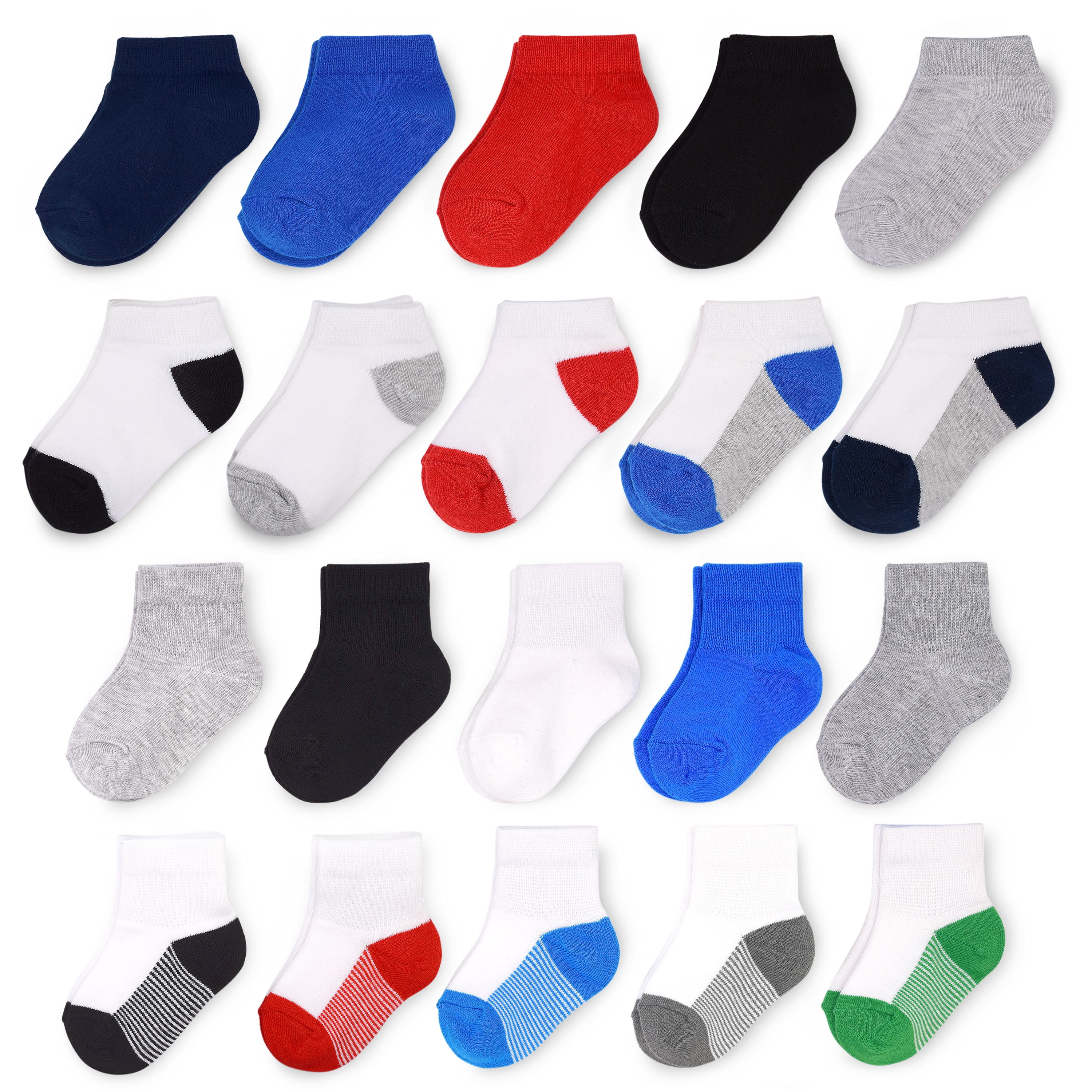 Fruit of the Loom Baby and Toddler Boy Low Cut and Ankle Socks, 20Pack