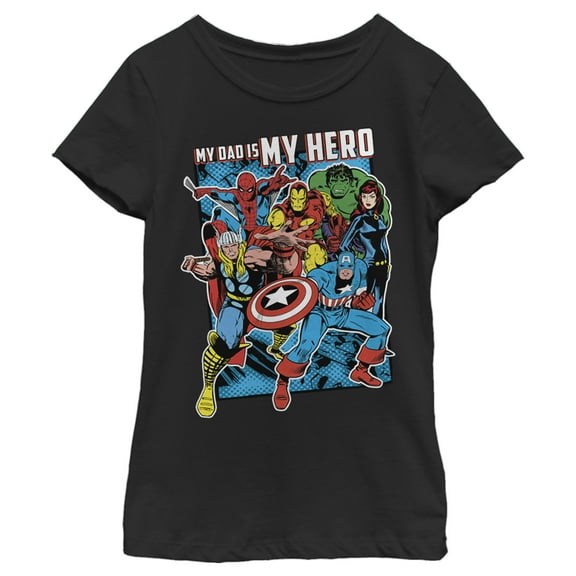 Girl's Marvel Dad My Avenger Hero Graphic Tee Black X Small