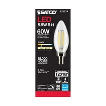 SATCO S21274 B11 LED Light Bulbs 5.5W 120V 3000K E12 Candelabra Base Dimmable (24 Pack)