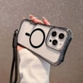 thumbnail image 5 of for iPhone 16 Clear Case with Wrist Strap, [Compatible with Mag-Safe] [Anti-Yellowing Transparent] [Military-Grade Protection] Shockproof Slim Magnetic Case for iPhone 16, Black, 5 of 11