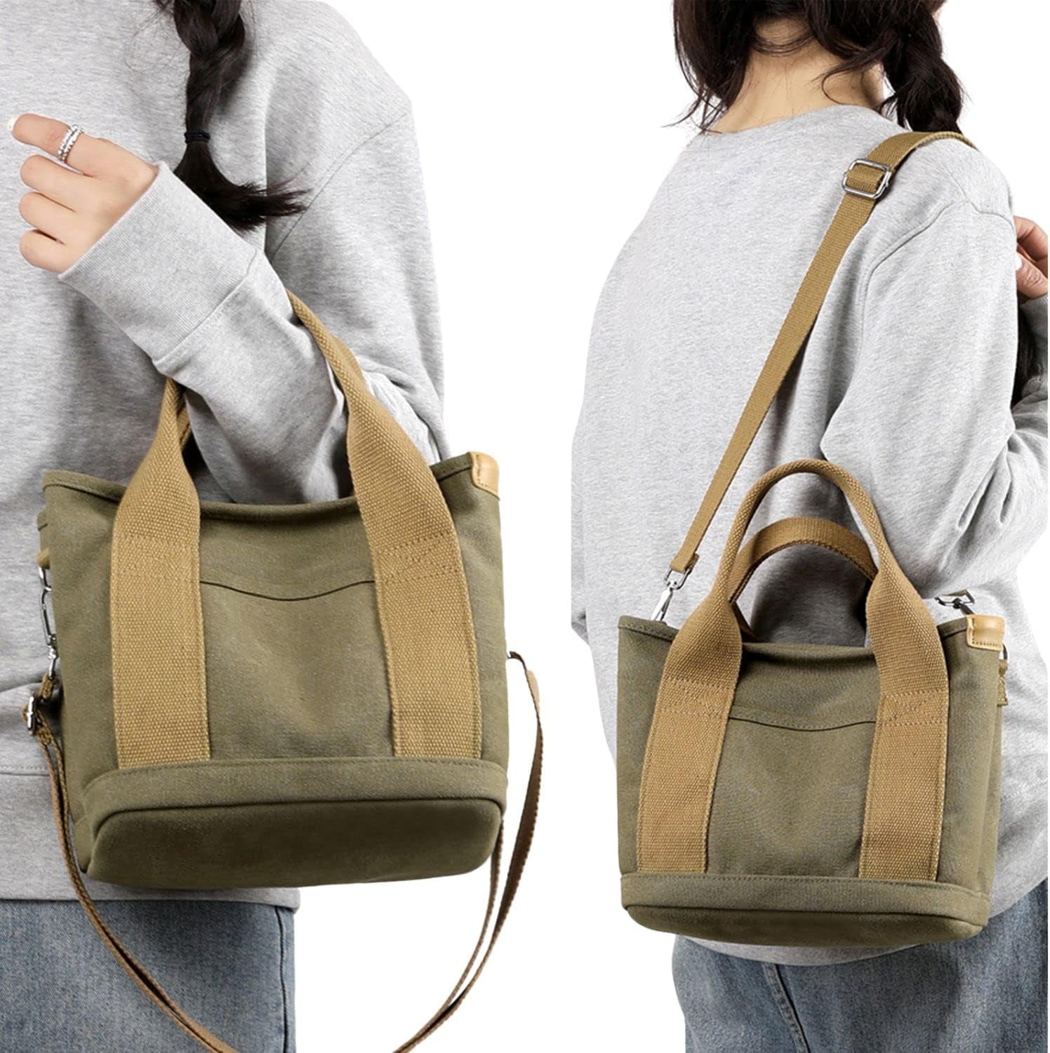 Tote Bag with Zipper Tote Bag for Women Canvas Crossbody Bag Shoulder Bag Satchel Hobo Bag Messenger Bag 2024
