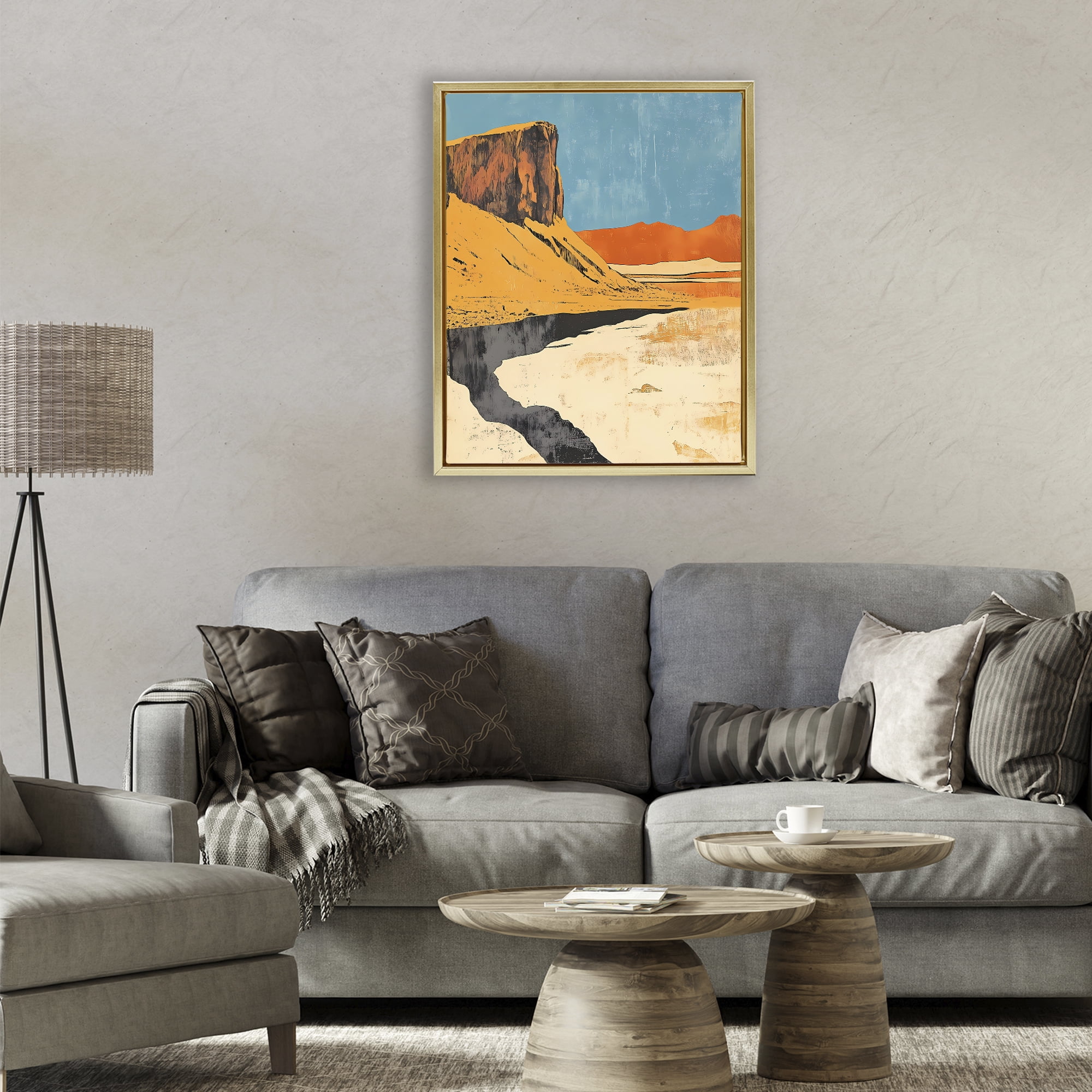 Stupell Industries Canyon Pass Pathway Gold Framed Floater Canvas Wall Art, design by Walker Noble