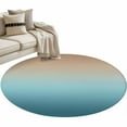 thumbnail image 2 of 3ft Round Rug, Navy Blue Brown Ombre Non-Skid Rubber Backing Large Area Rugs - Living Room Bedroom Home Office, Teal Gradient Color Modern Abstract Art Indoor Floor Mat Carpets Washable Rug, 2 of 9