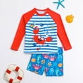 thumbnail image 2 of TOWED22 Baby Boys Swim Set Short/Long Sleeve Rash Guard Set for Toddler Boys Two Piece Bathing Suits Swimwear(Red,5-6 Y), 2 of 5