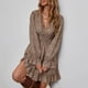 thumbnail image 5 of Vestido hasta la rodilla con volantes y manga larga de mariposa con cuello en V y estampado de puntos sexy informal para mujer a la moda Fridja NMB5002, 5 of 8