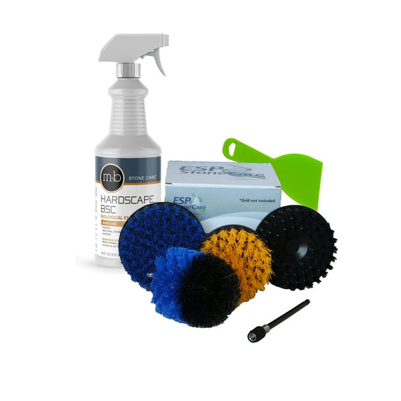 MB Stone Care Headstone Cleaner Kit Outdoor for Grave Cleaning & Memorials with Drill Brushes, 1 Quart