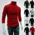 thumbnail image 2 of JANGSLNG Men Autumn Winter Solid Color Turtle Neck Cotton Pullover Thin Bottoming Shirt, 2 of 8