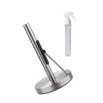 Acahhotxx Roll Holder, Stainless Steel Paper Towel Holder with Sprays Bottle Standing Weighted Base Tissue Roll Rack for Kitchen Countertop