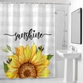 thumbnail image 4 of Sunflower Bees Fabric Shower Curtain Grey Buffalo Check Plaid Washable Shower Curtains for Bathroom, Waterproof Bath Curtain with Hooks Home Decor 72x72in, 4 of 8