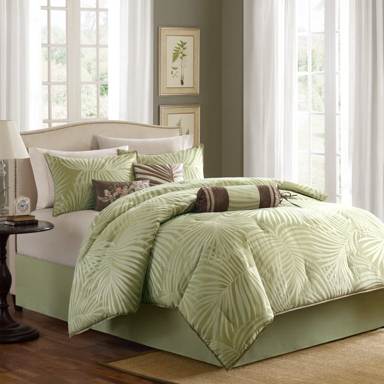 Madison Park Freeport King 7 Piece Jaquard Comforter Set in Olive