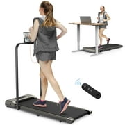 Bigzzia Under Desk Treadmill Portable Walking Running Machine with LCD Display for Home Gray