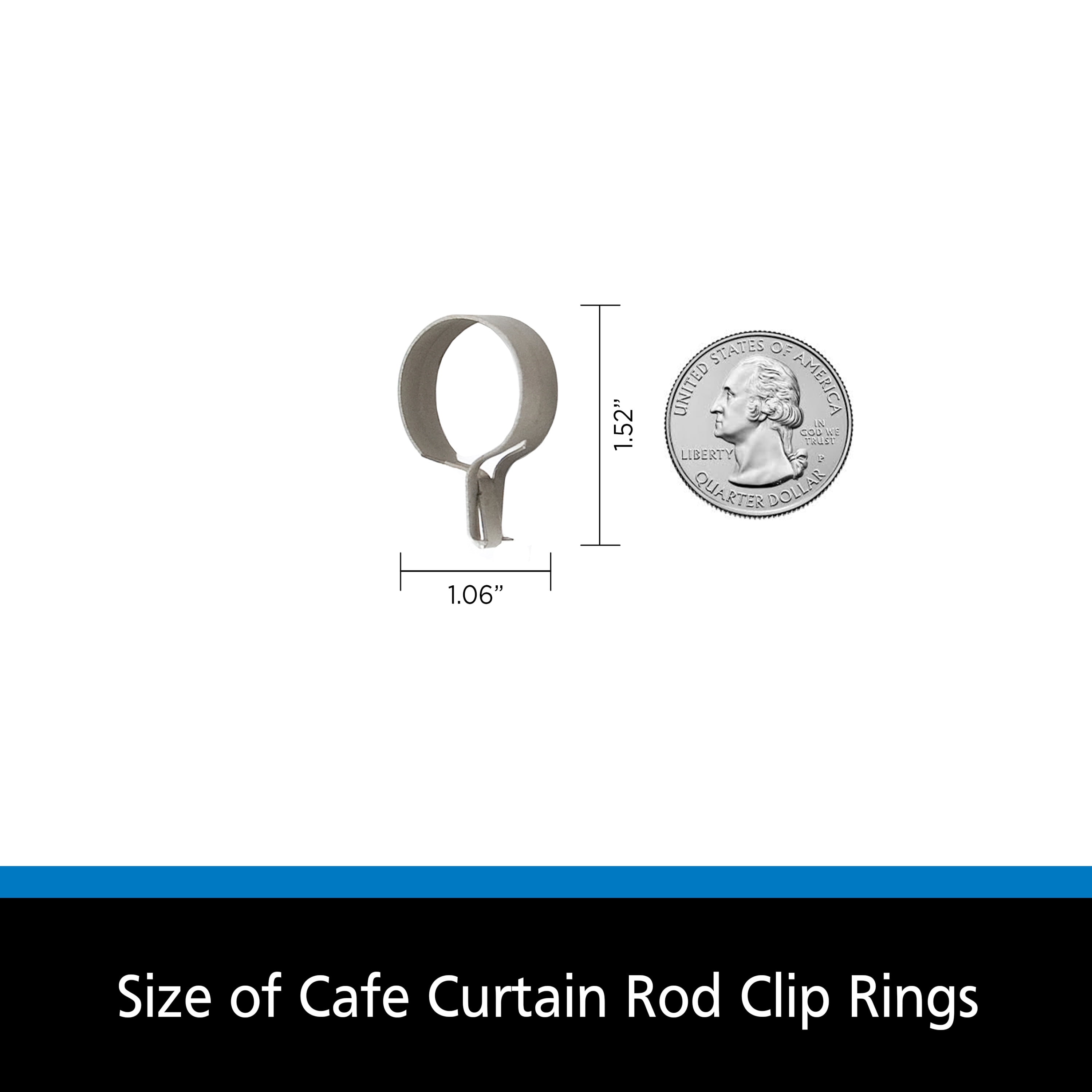 Mainstays Set of 14 Café Curtain Rod Clip Rings, 3/4 in. Diameter, Chrome