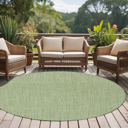 Non-Slip Rug Pad Rugs Sage Green Retro Linen Round Area Rugs 6Ft Soft Carpet Pads for Living Room Kids Room Modern Minimalist Style
