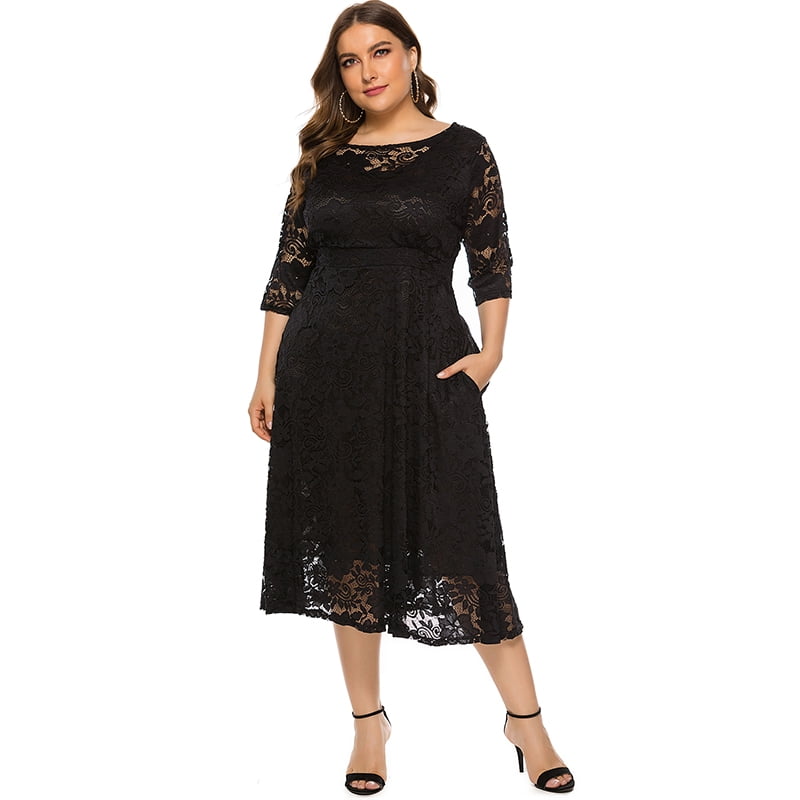slimming black dress plus size