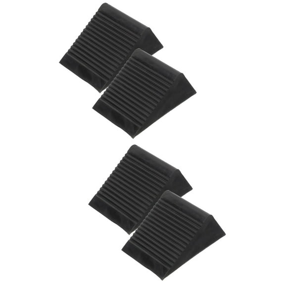 4 Pcs Heavy Duty Rubber Wheel Chocks, Non-Slip Tire Stoppers For Car, Truck, Rv, Trailer, 4.72 X 3.93 X 5.90 Inch, Black