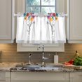 thumbnail image 2 of Yayeee Kitchen Curtains Tier Pair Light Filtering 27"x36" Rod Pocket Short Cafe Window Panel, Colorful Flower, 2 of 7