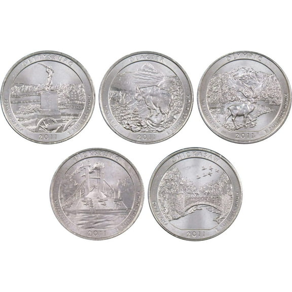 2011 P National Park Quarter 5 Coin Set Uncirculated Mint State 25c Collectible