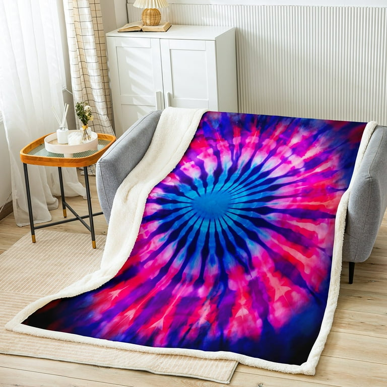 Purple tie dye blanket deals