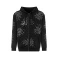 thumbnail image 1 of FAROOT Women Men Zip Jacket Rhinestone Spider Web Print Hoodies Sweatshirt, 1 of 9