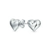 Small Love Heart Puffed Stud Earrings Shinny .925 Sterling Silver 8MM
