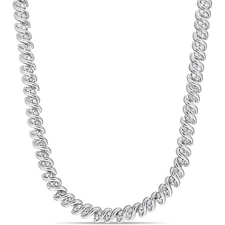 Miabella 2 Carat T.W. Diamond Sterling Silver Tennis Necklace, 17