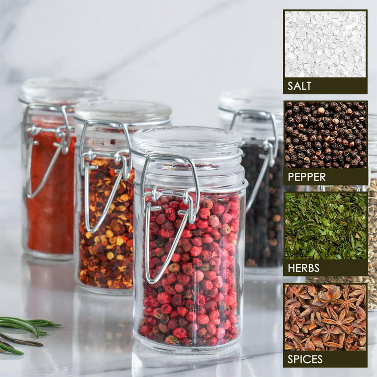 Glass Spice Jars Wide Mouth Sealed Airtight Container for Grain Spice 350ml, Size: 350 mL, Clear