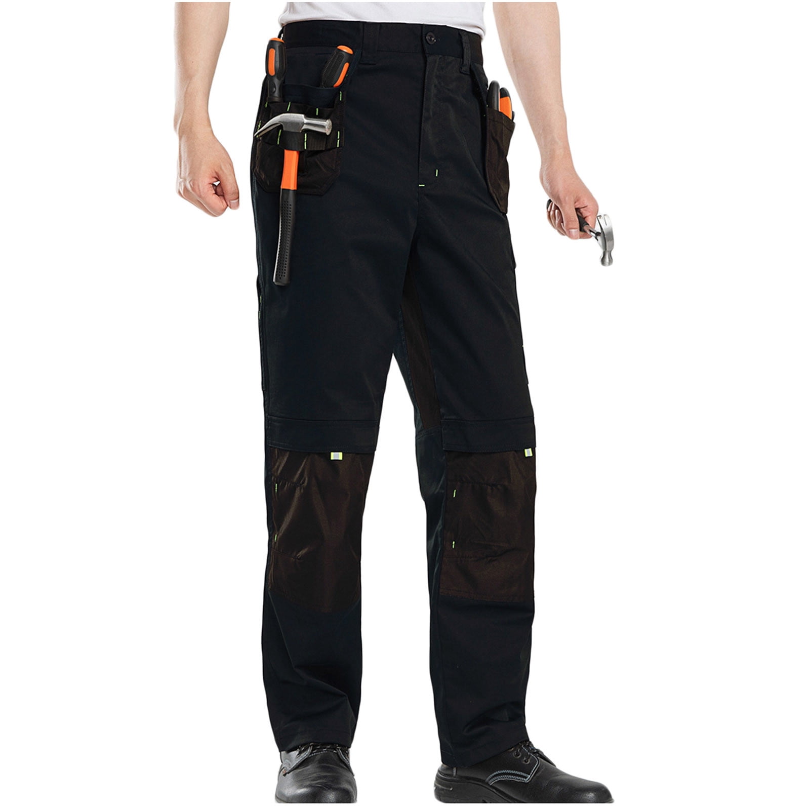 Under $10 Mens Cargo Construction Pants Wear Safety Pants with Knee Pads and Tool Pockets