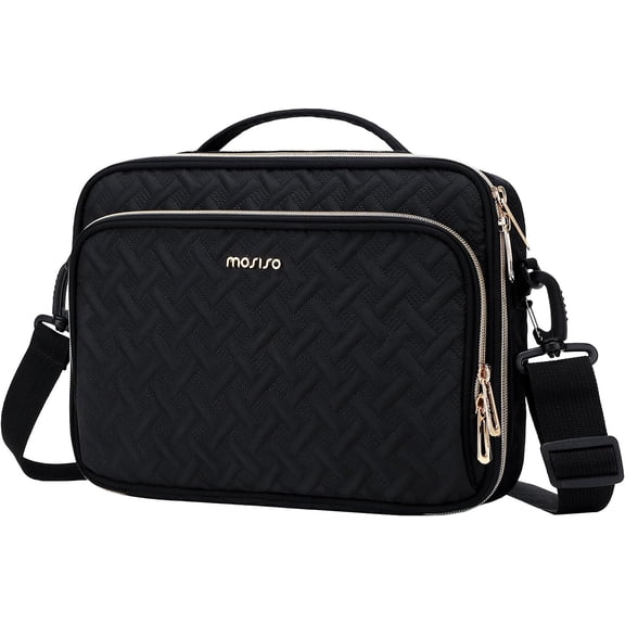 MOSISO Bible Cover for Women, Stylish Weave Rhombus Bible Case with Handle, Bible Carrying Case Adjustable Shoulder Strap with Zippered Pockets