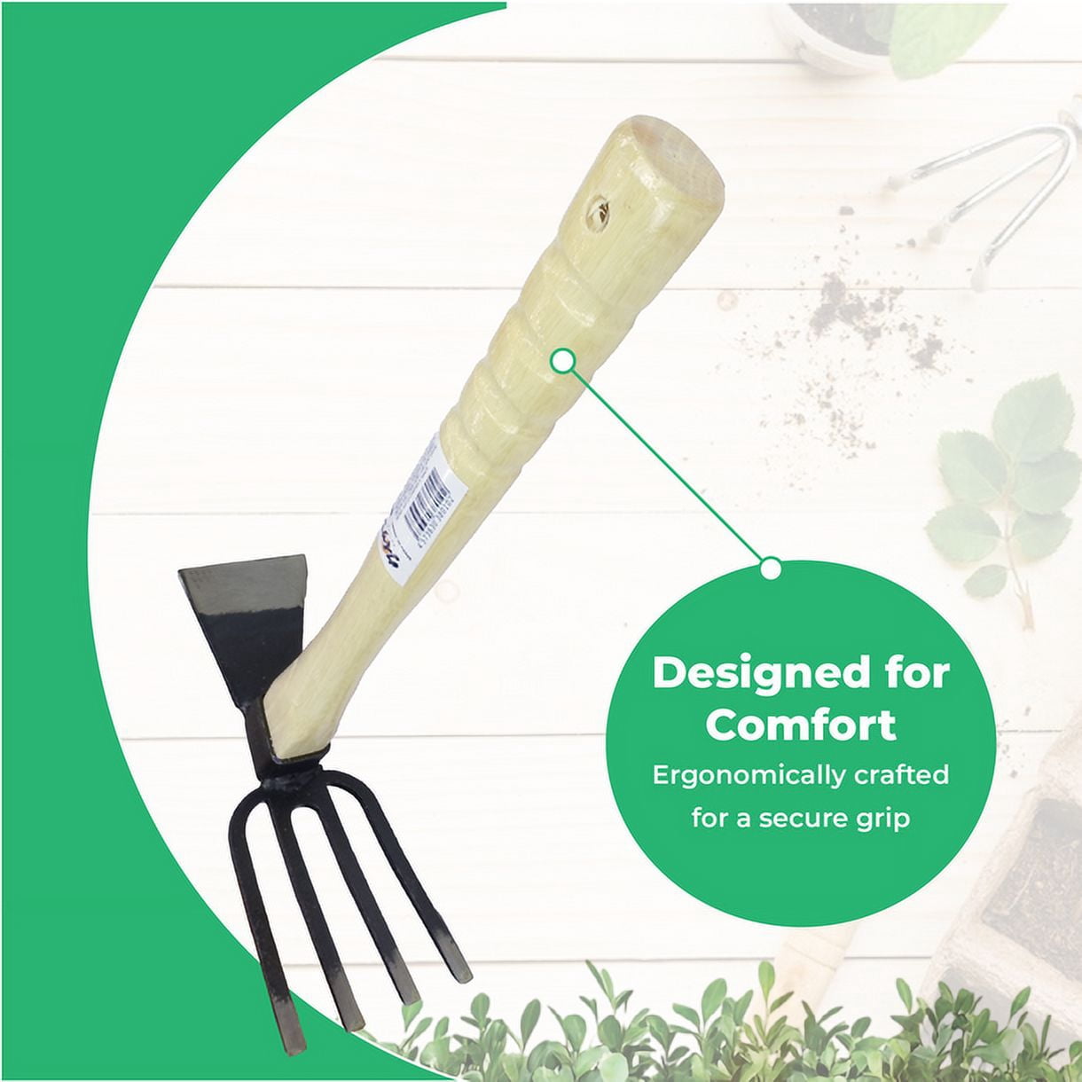 KUISUN Japanese Dual Sided Garden Cultivator – Handcrafted Garden Hoe & Tiller, Sturdy & Handy