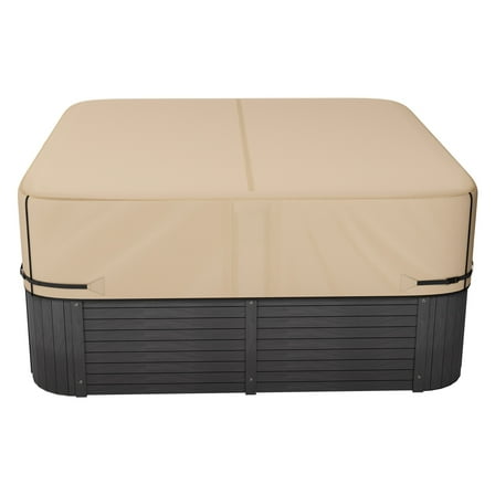 KFFKFF Outdoor Hot Tub Cover, 85 x 85 x 20 Inch Weather-Resistant and Waterproof Protector, Durable 600D Oxford Fabric with 950N Tear Resistance, Square Spa Cover for Hot Tubs, Brown