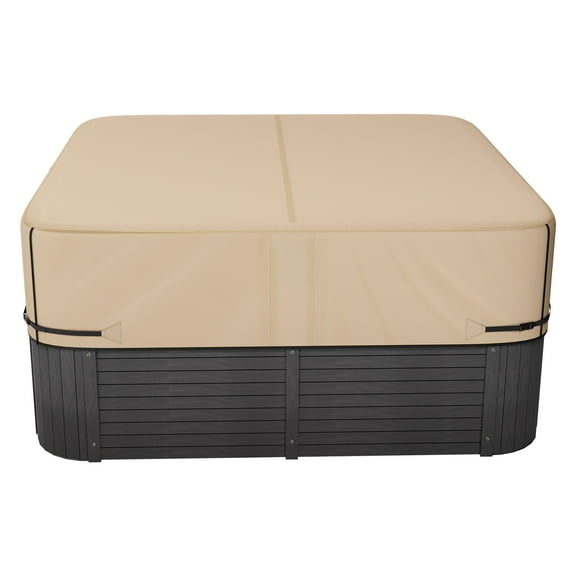 KFFKFF Outdoor Hot Tub Cover, 85 x 85 x 20 Inch Weather-Resistant and Waterproof Protector, Durable 600D Oxford Fabric with 950N Tear Resistance, Square Spa Cover for Hot Tubs, Brown