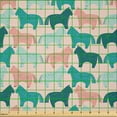 thumbnail image 2 of Ambesonne Horses Fabric by the Yard Microfiber, Oversimplified Animals Art, 2 Yards, Blush Almond Green, 2 of 2