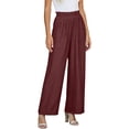 thumbnail image 1 of Pantalones de Cintura Alta de Pierna Ancha para Mujeres Trabajo Casual Pierna Ancha Recortada Viaje Senderismo Cintura Elástica con Bolsillos, 1 of 9