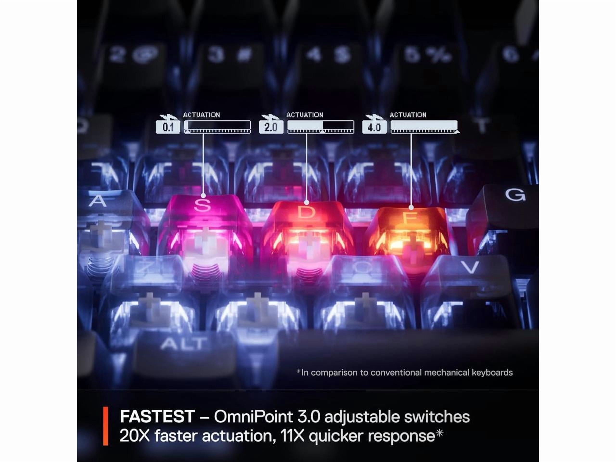 SteelSeries Apex Pro TKL Gen 3 White OmniPoint 3.0 Switches — Adjustable Actuation — Rapid Trigger — Game-Ready Presets — Protection Mode — Rapid Tap/SOCD — OLED — RGB — PBT Keycaps — USB-C