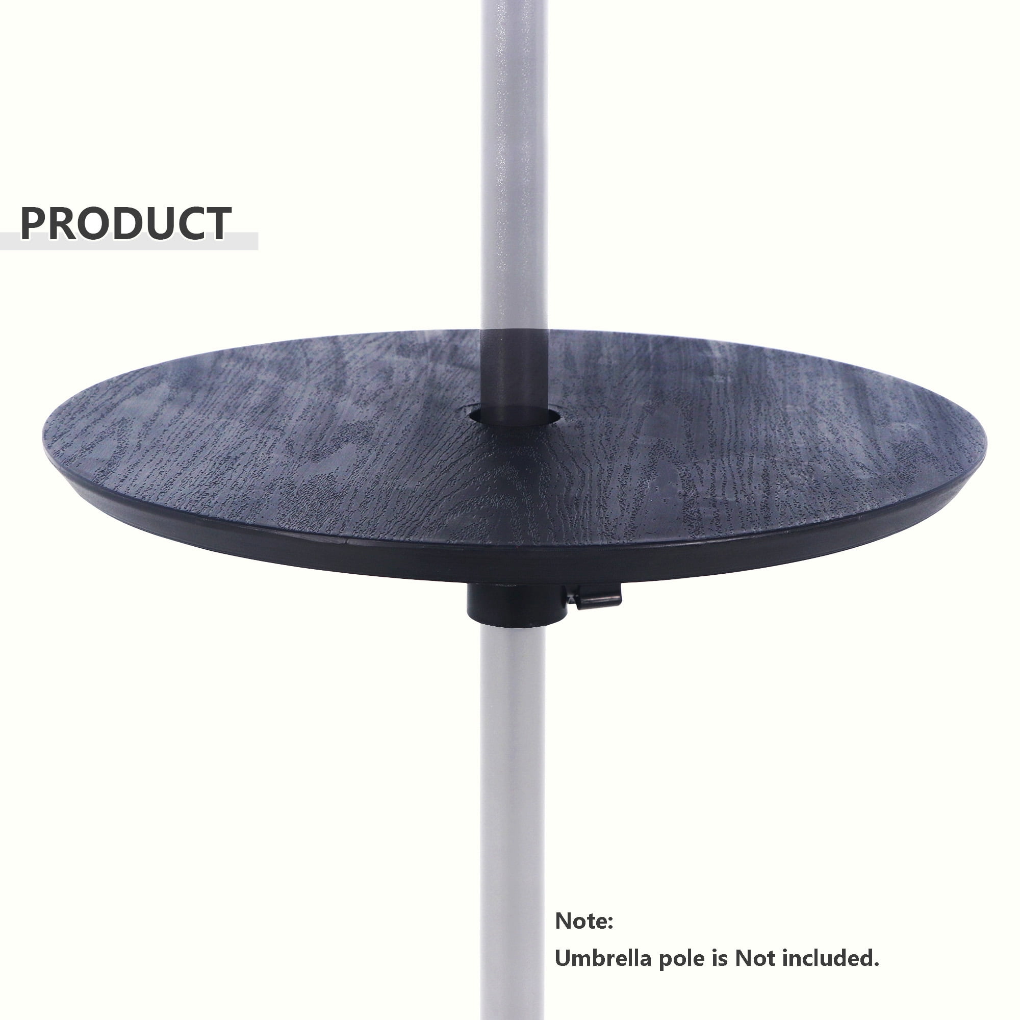 Kool Outdoor Patio Adjustable Round Market Umbrella Table Used with Paito Umbrella and Umbrella Base in Black