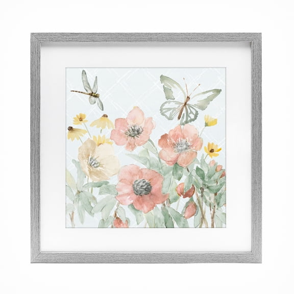Stupell Industries Garden Joy Butterflies Gray Framed Print Under Glass, design by Lanie Loreth