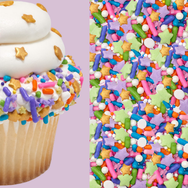 Sprinkle Deco Pastel Rainbow Gold Star Edible Decoration Confetti