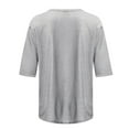 thumbnail image 4 of Blmnix Spring Tops for Women Gray Elbow-Length Basic Solid Loose High Neck Blouse Fashion Shirts, 4 of 5