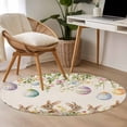 thumbnail image 5 of Round Area Rug 4ft, Easter Egg Rabbit Flower on Linen Non-Shedding Washable Area Rug, Spring Wildflower Leaves Non Slip Low-Profile Circle Rugs for Living Room, Bedroom Dining Room, 5 of 9